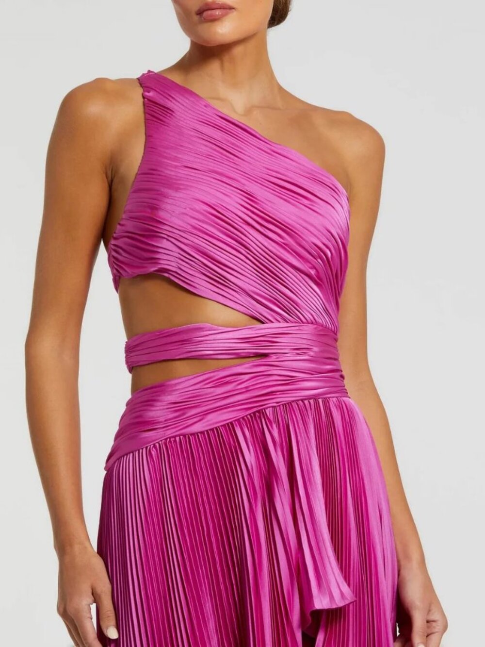 NWT MAC DUGGAL 49837 Fuchsia One Shoulder Pleated Gown with Slit SIZE 6 - Picture 5 of 10